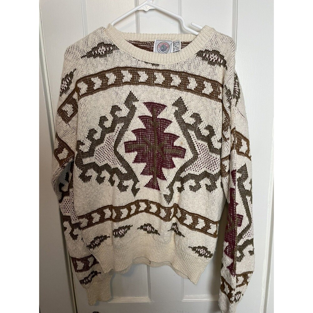 VTG Cape Isle Knitters 100% Cotton Medium Mens Sweater, Holiday, Christmas